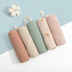 3/5 Pieces of Gauze Square Towels | Soft Cotton Baby Burp Cloths and Handkerchiefs detail view
