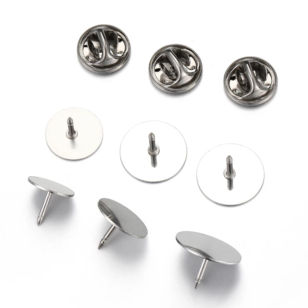10pcs Stainless Steel Butterfly Tie Tack Backs Brooch Pin Base Cufflink Settings