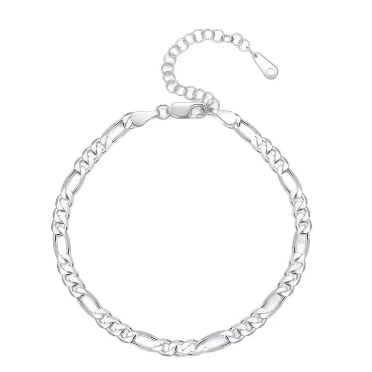 Hot Luxury 925 Sterling Silver Bracelets Anklet Y2K 4MM Chain for Women Men Wedding P alternate view