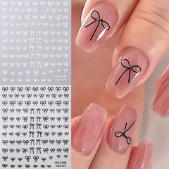 1/2pcs Black White Pink Mini Bowknot Design Nail Art Sticker Self Adhesive Lace Ribbons Bow Butterfl