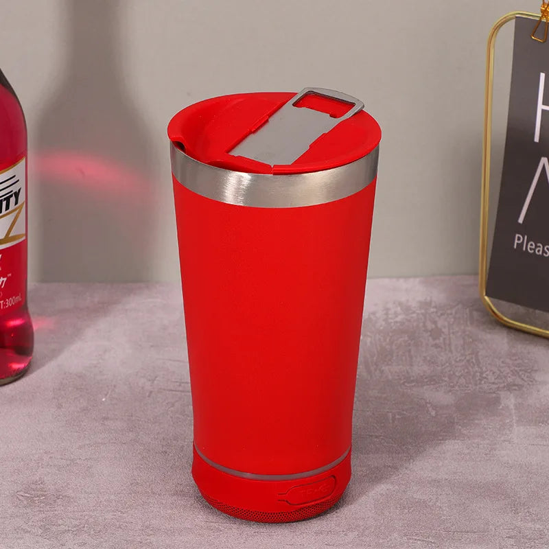 Creative Bluetooth Speaker Steel Vacuum Coffee Cup 16oz 450ml Double Wall Ice Cooler Car detail view