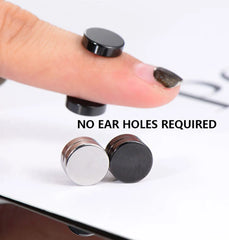 3 Pairs Punk Round Zircon Magnet Earrings Crystal Strong Magnetic Ear Stud Clip Earrin close-up view