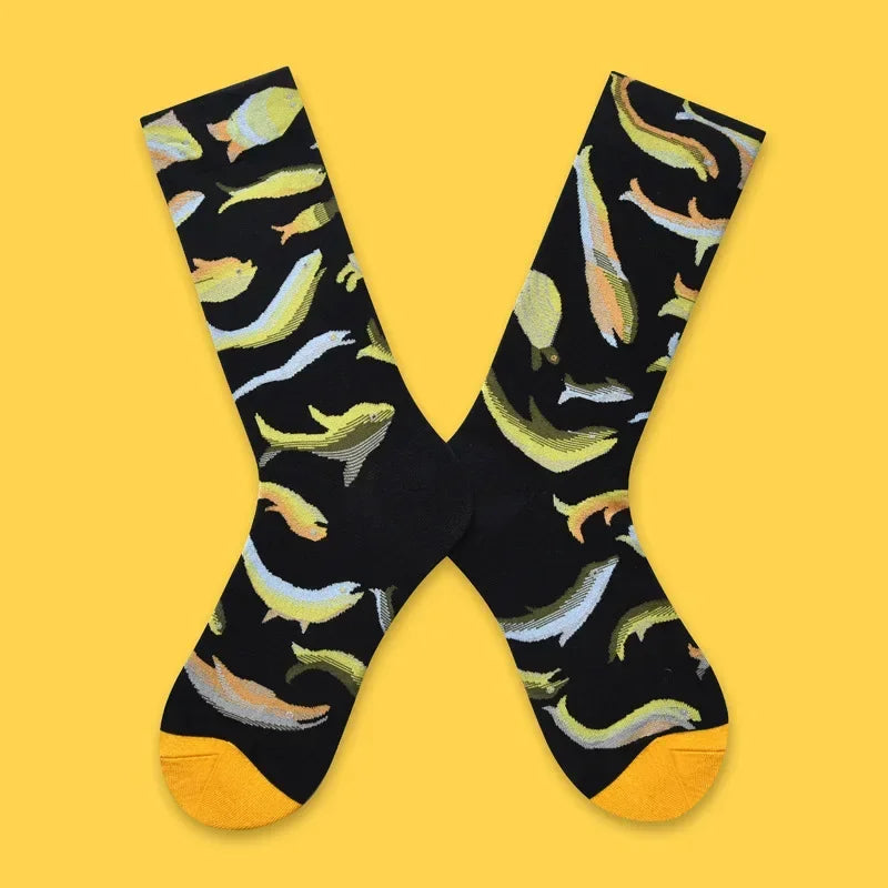 1 Pair Canvas Lattice Plant Art Funny Socks Women Novelty Abstract Cute Socks Women Jacq detail view