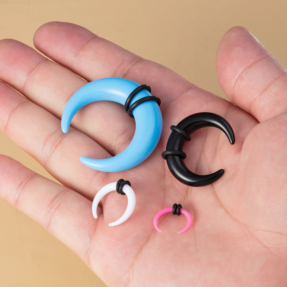 2Pcs Acrylic C Shaped Taper Pincher Septum Rings Gauges Buffalo Horns Piercing Kit additional angle