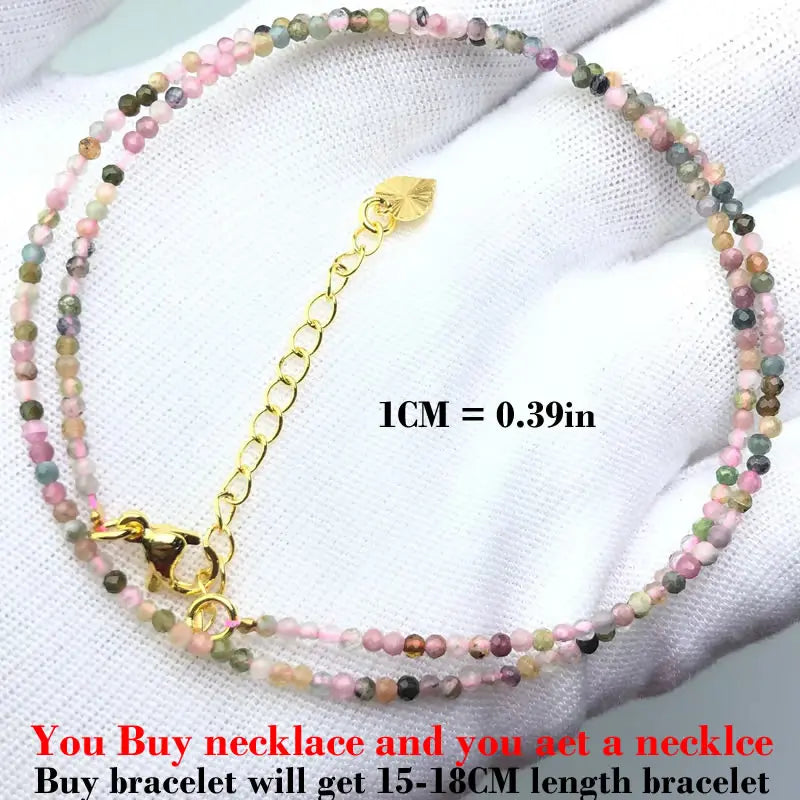 Fashion Faceted 2mm Beads Necklace Mini Natural Stone Amethysts Quartzs Agat Choker M alternate view