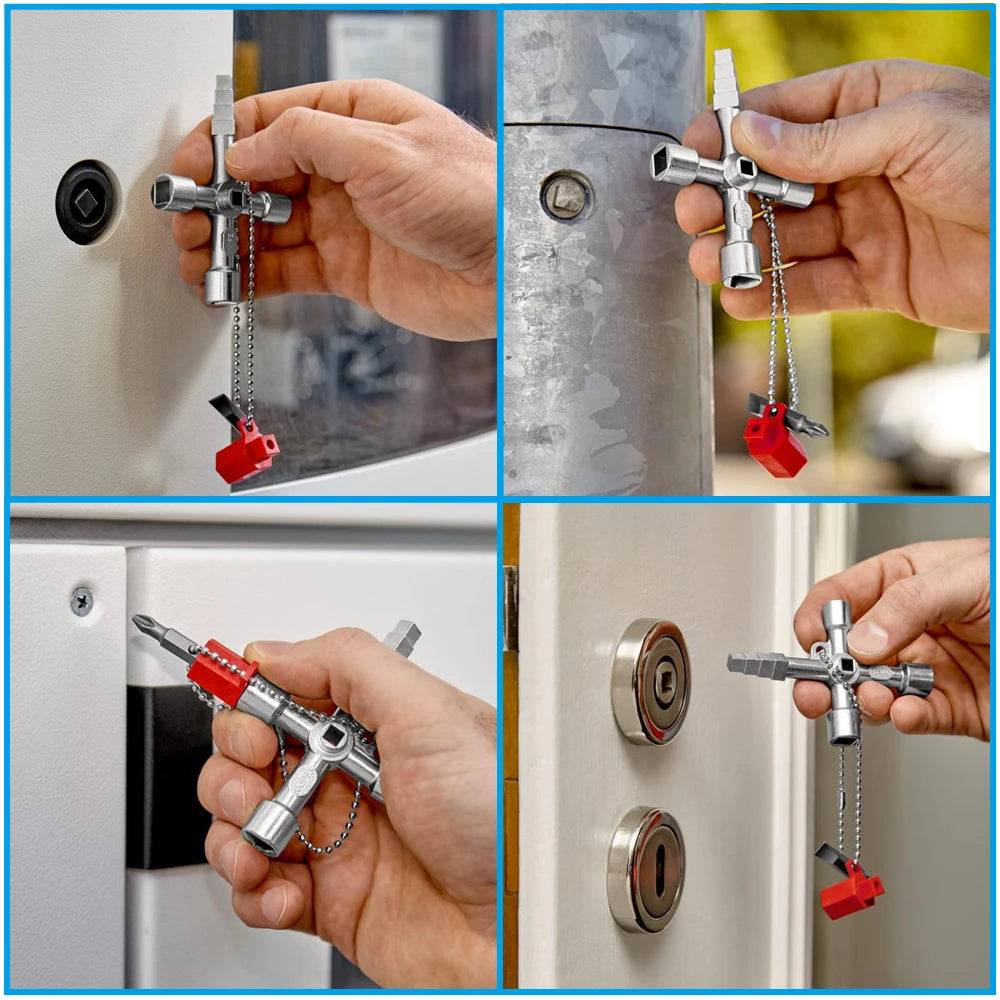 4in1 Silver Key Wrench Set | Electrical Elevator Control Cabinet Valve Inner Triangle lifestyle view