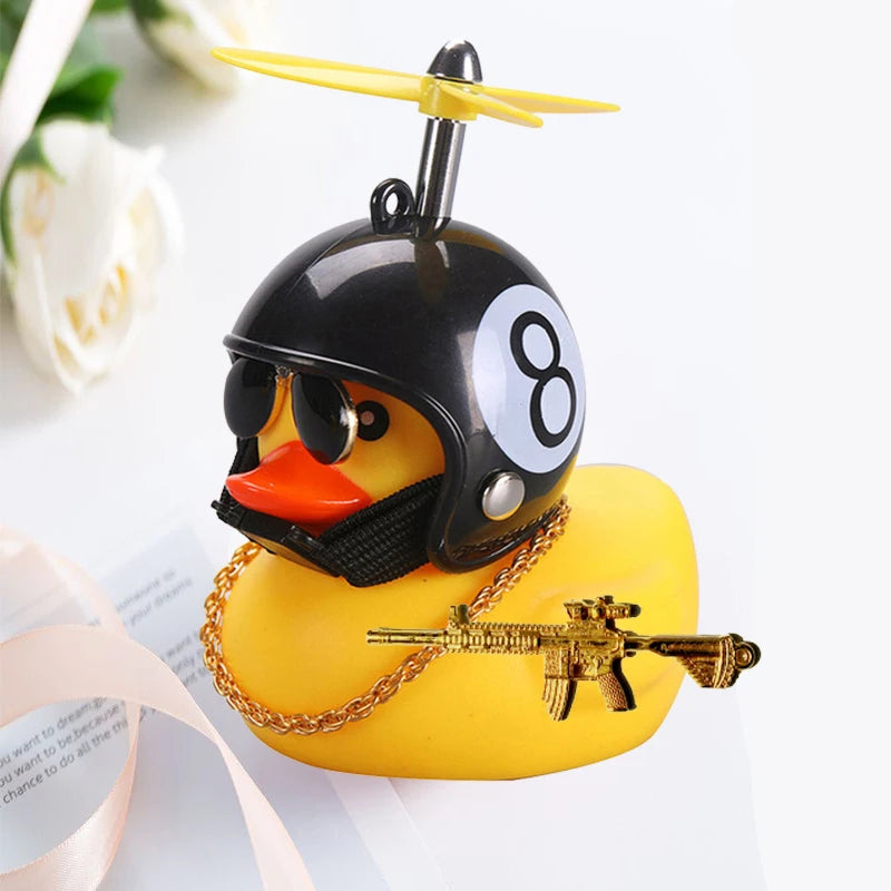 Motor Accessories Yellow Duck with Helmet for Bike Without Lights Auto Car Accessor additional angle