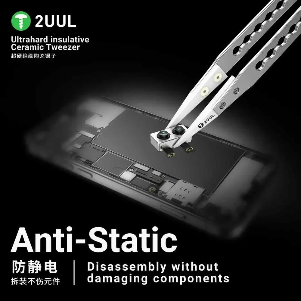 2UUL TW31 Ultrahard Ceramic Tweezer | Anti-Static for Mobile Chip Repair close-up view