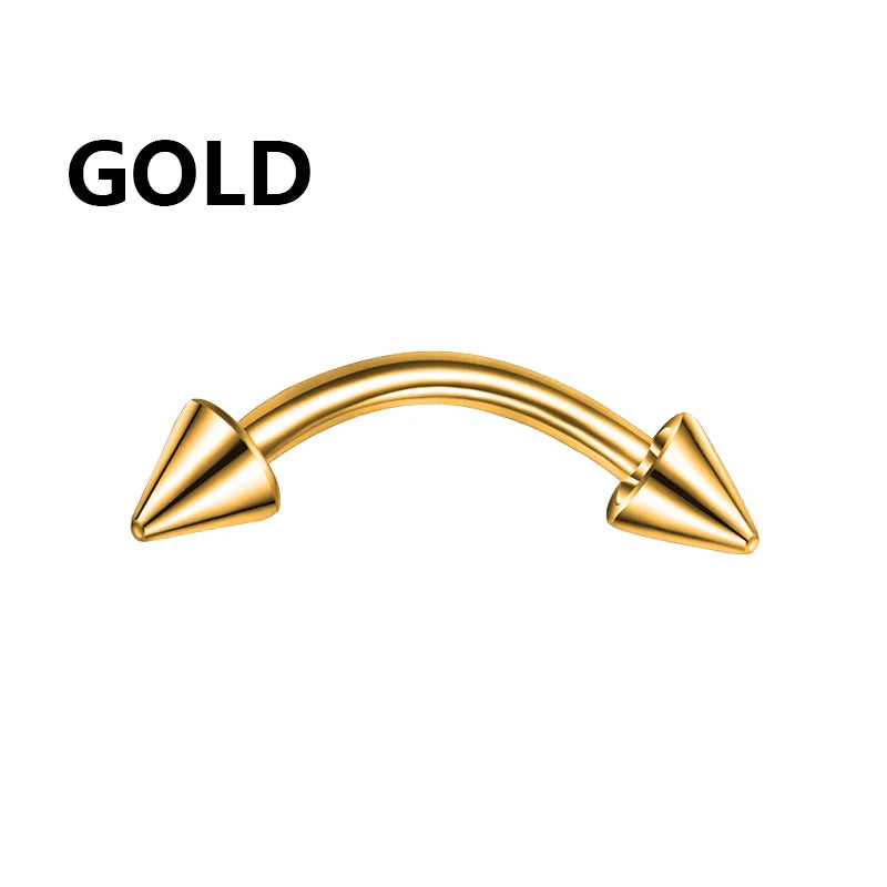 1/5Pcs Eyebrow Lip Piercing Banana Shape Lip Ring Stainless Steel Curved Barbell Stud close-up view