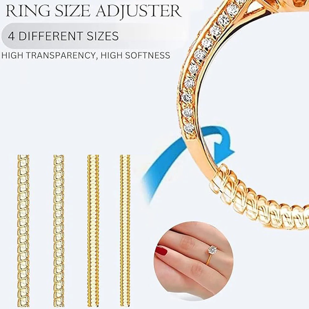 Ring Sizers for Loose Rings,Ring Adjuster for Loose Rings Women Men Rings Guards,Gold Silicone Ring Tightener,Invisible Metal Ri