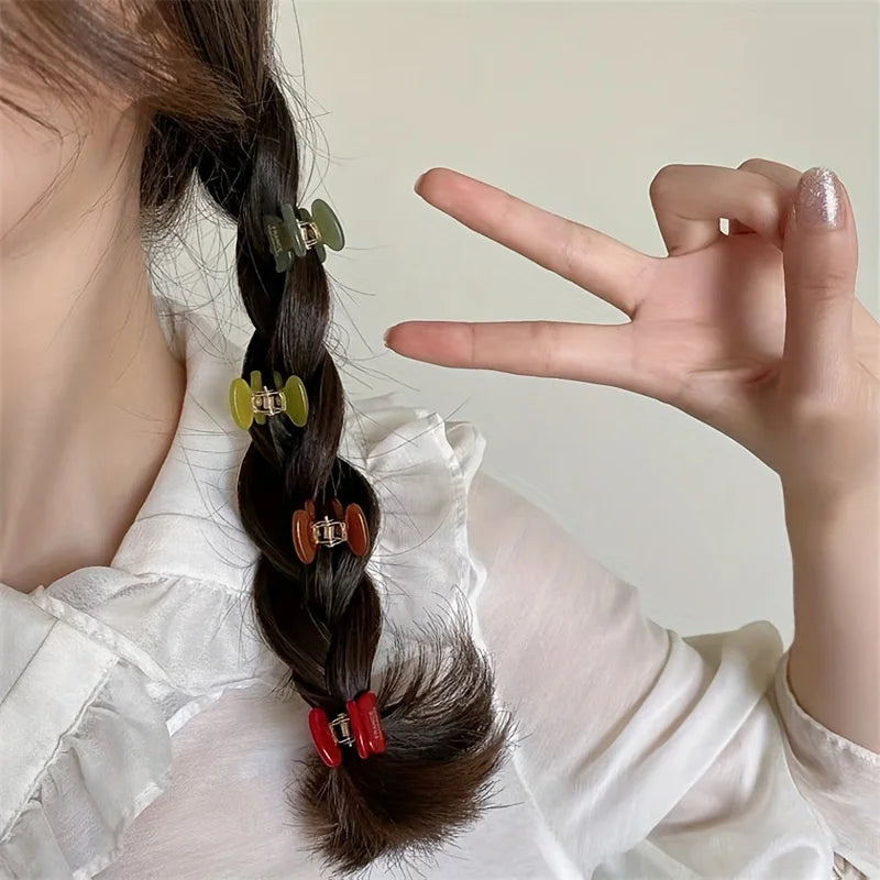2pcs/set Mini Acetate Hair Claw Side Pins Small Size Shark Clip Sweet Cute Elegant Ha lifestyle view