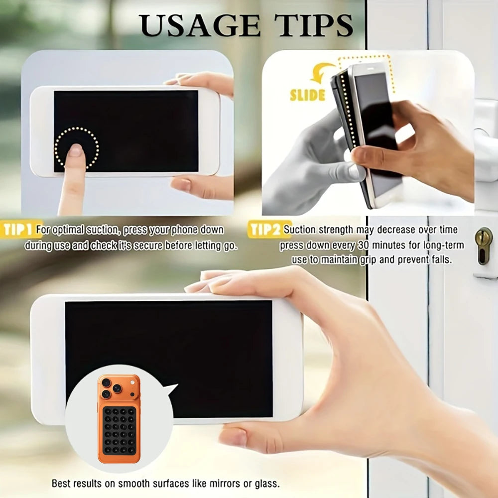 2PCS Silicone Suction Phone Holder Mat Multi-functional Suction Cup Phone Stand Squ additional angle