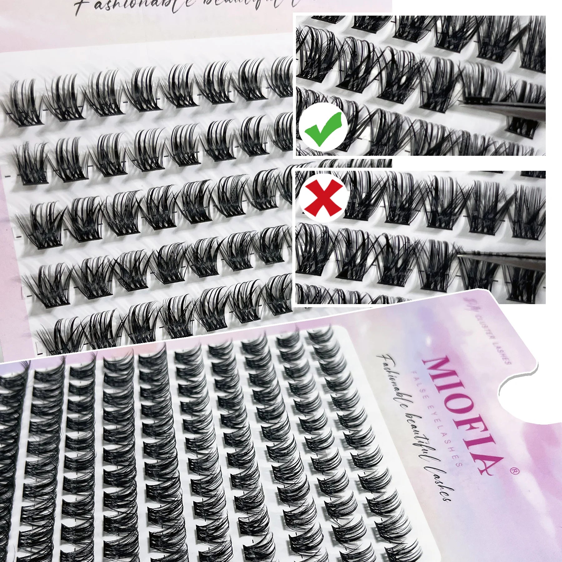 MIOFIA DIY Eyelash Clusters Fluffy Natural Anime Lashes 8-14mm Mixed Length Large capacity 3D Russian Volume Eyelash Extension