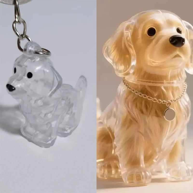 New Clear Puppy Hair Memorial Keepsake Capsule Pet's Dog Fur Container DIY Pendant Key close-up view
