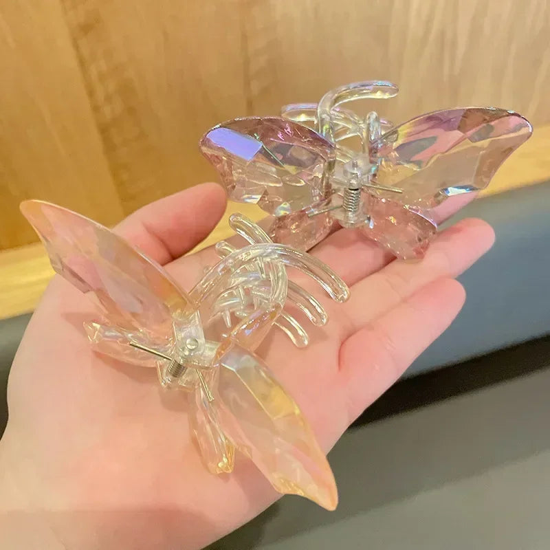Acrylic Butterfly Hair Claw Crystal Simple Transparent Hair Clip Claw Clamp Korean Fashion Headwear Girls Women Hair Accessories