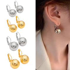 Round Ball Drop Earrings Hollow Stainless Steel Hoop Earrings Smooth Metal Ears Piercing Jewelry Par