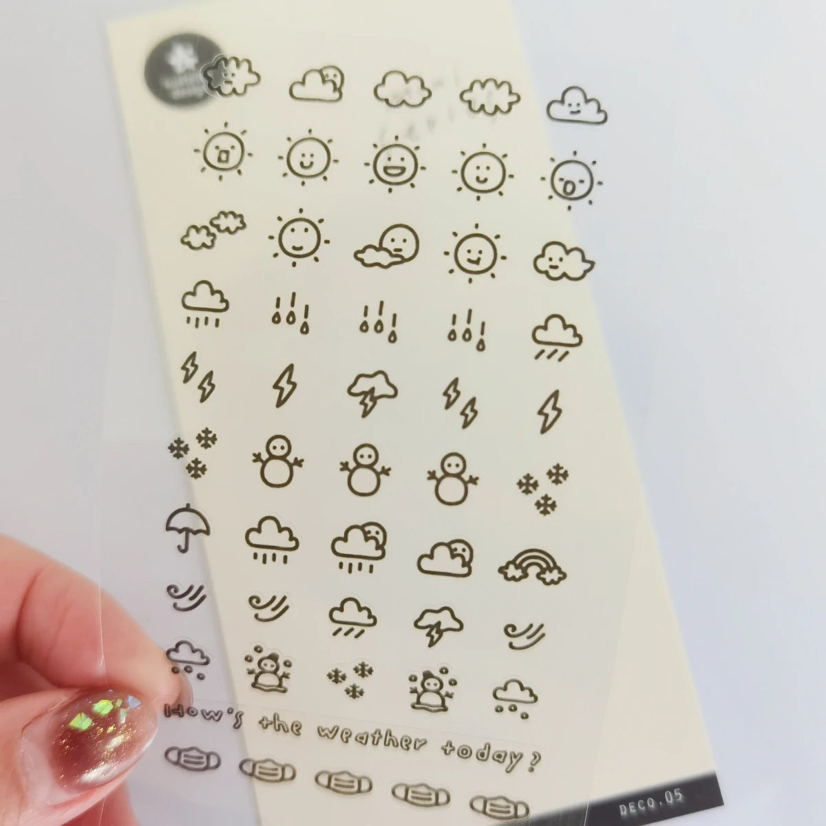 Sunshine Rain Weather Mini Sticker Set | Korean Import Scrapbooking and Journaling Stick detail view