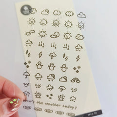 Sunshine Rain Weather Mini Sticker Set | Korean Import Scrapbooking and Journaling Stick detail view