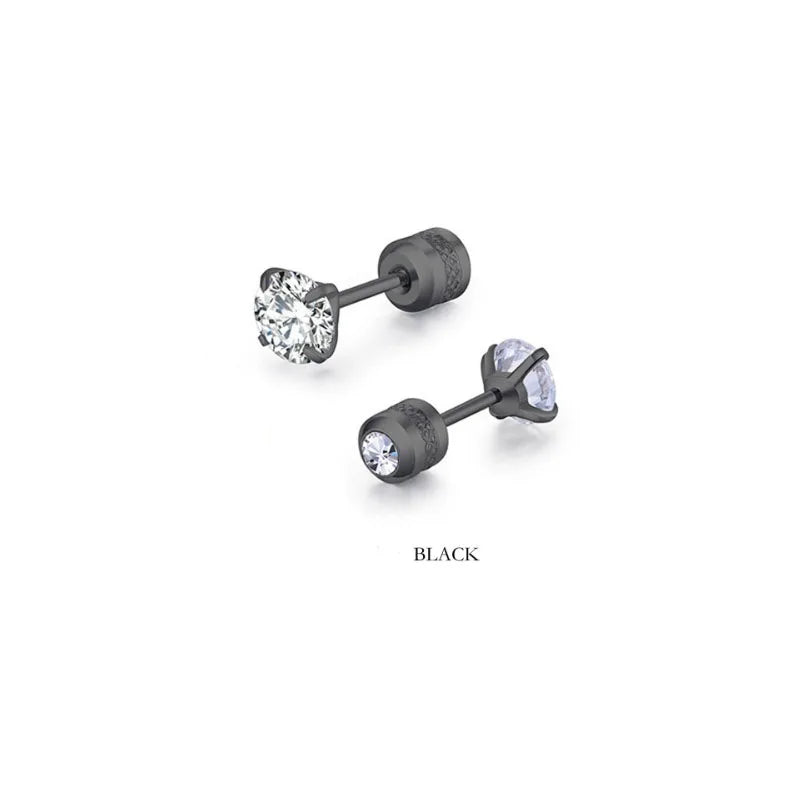 2pcs 20G Hypoallergenic Titanium Steel Stud Earrings for Men Women, Zircon Screw Back alternate view