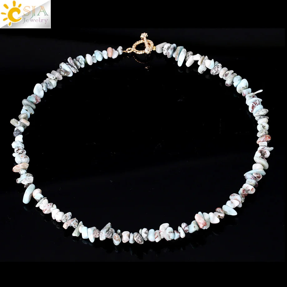 Natural Chip Stone Choker Necklace | Bohemia Crystal Bead Jewelry lifestyle view