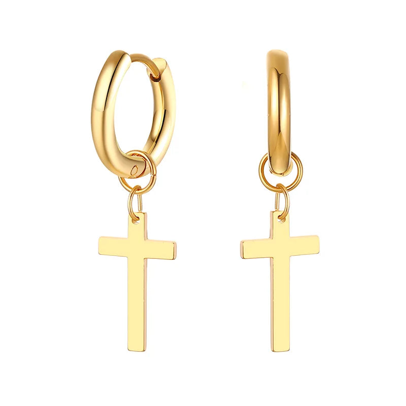Stainless Steel Cross Earrings for Men | Durable Stud Earrings with Christian Cross C alternate view