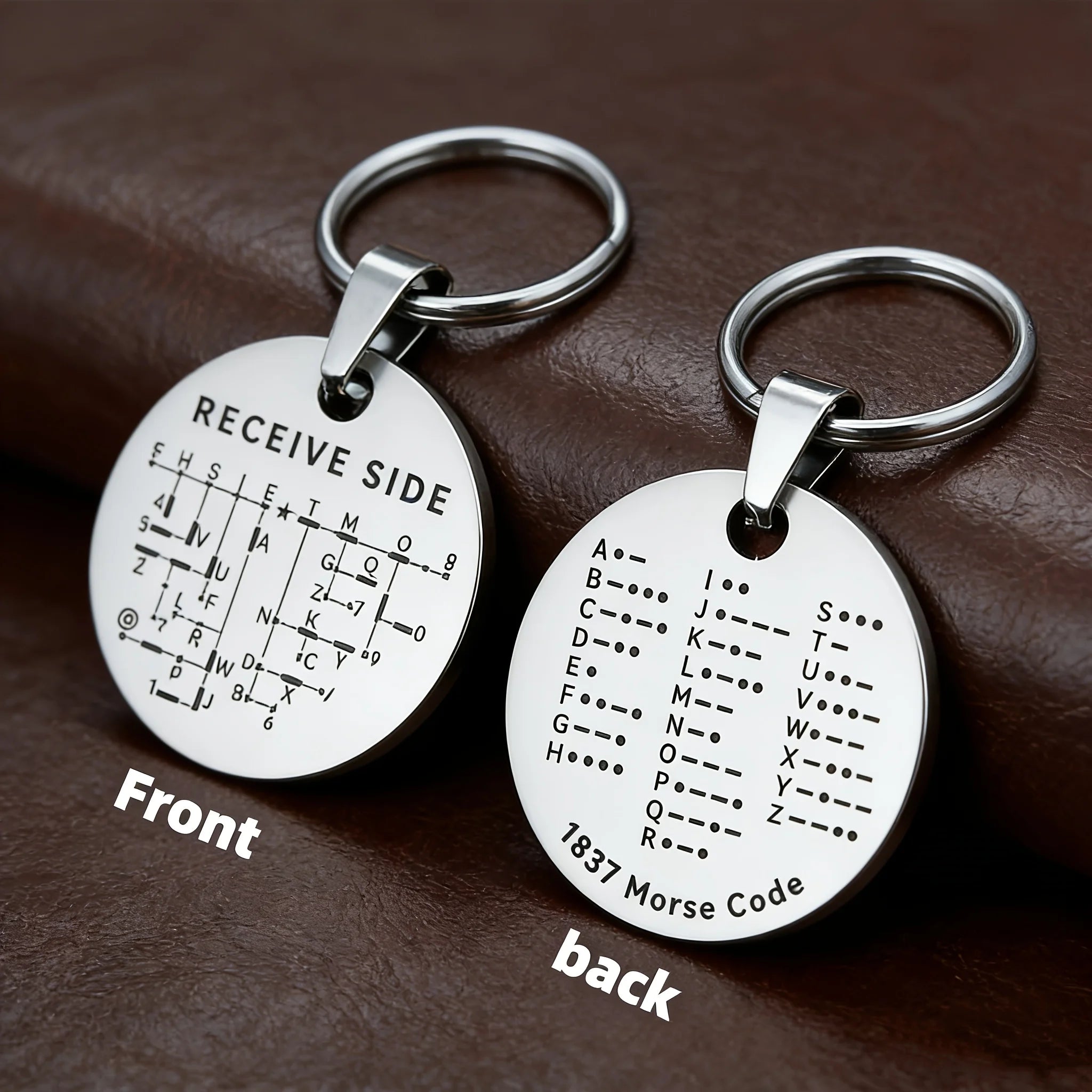 Morse Code Keychain Stainless Steel Letter Theme