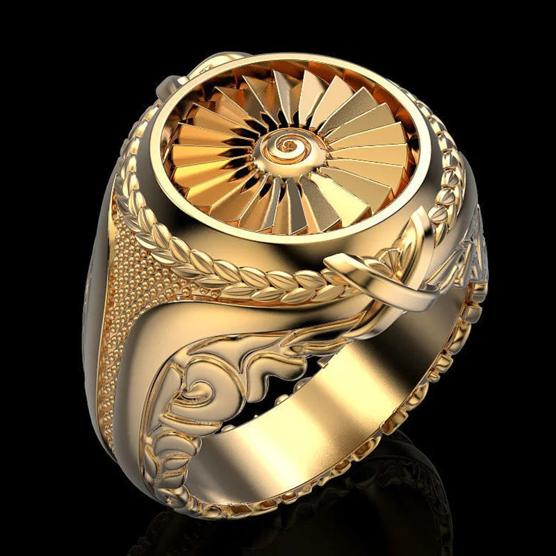 925 Sterling Silver Ring Punk Gear Men's 18K Gold Ring Party Wedding Glamour Jewelr additional angle