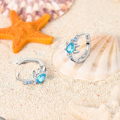 Original 925 Sterling Silver Blue Zirconium Butterfly Earrings Colored Hoop Earrings Wom detail view