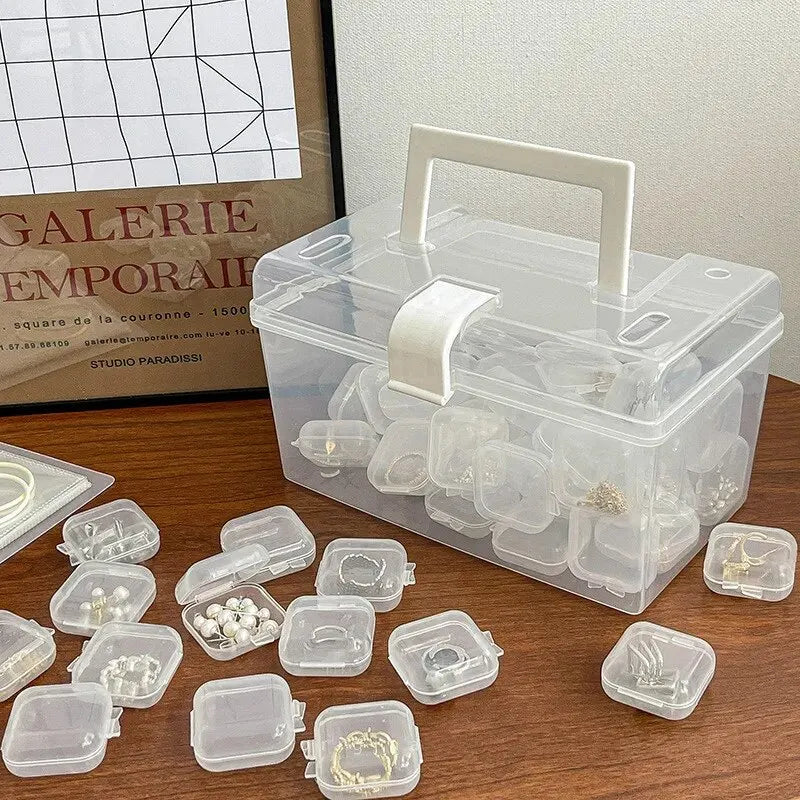 Mini Plastic Square Transparent Earrings Storage Box lifestyle view