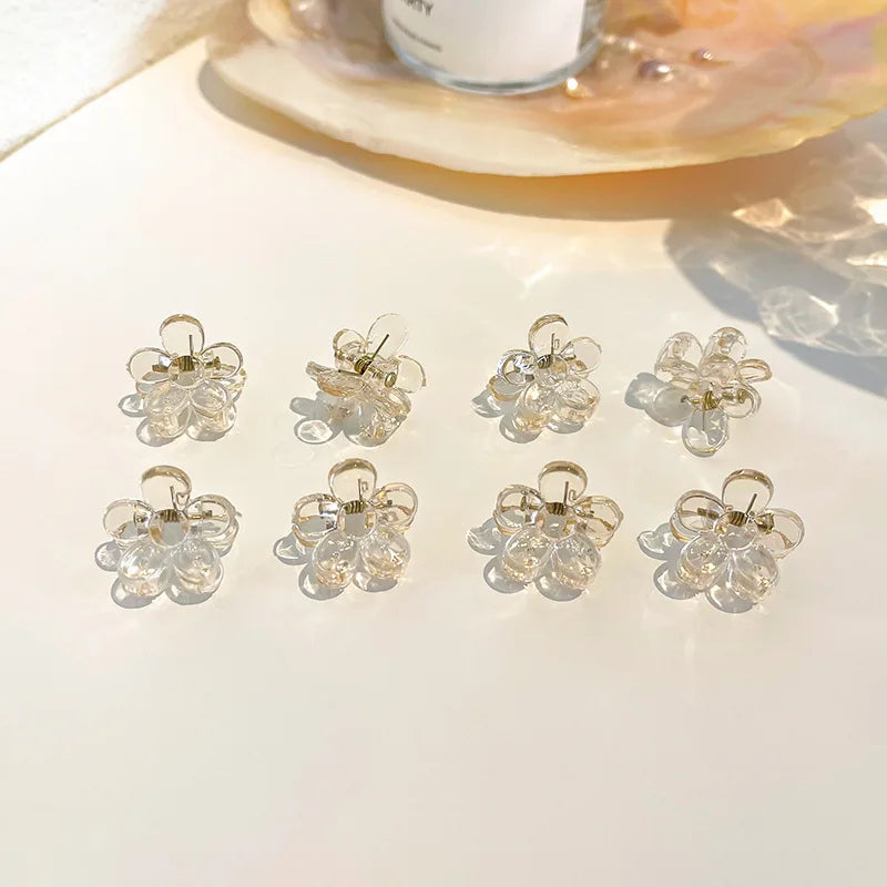 10pcs/set Girls Mini Floral Hair Claw Kawaii Pearl Rhinestone Hair Clip Claw Clamp Braid Headwear Women Kids Hair Accessories