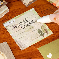 Vintage Time Letter Sticker Book | 50pcs Nostalgic Memo Journal Decor close-up view