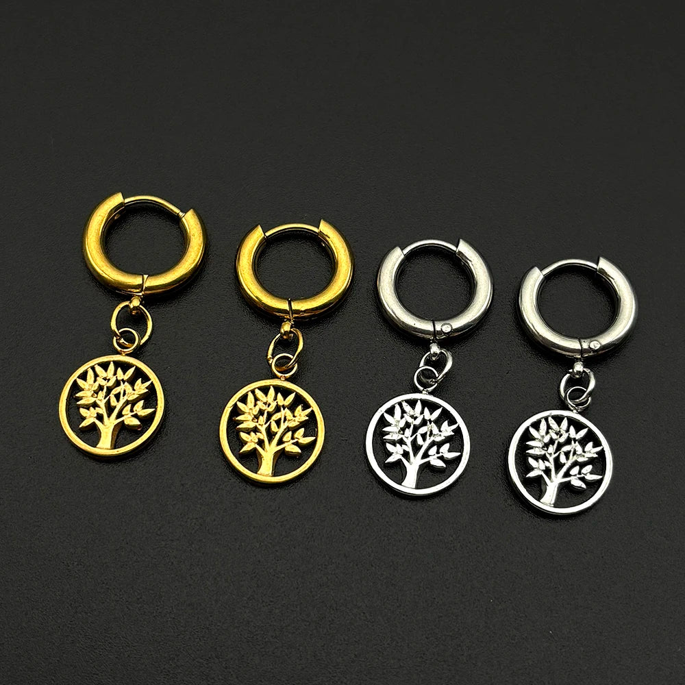 Tree Of Life Drop Earring For Women Men Stainless Steel Gold Color Spiritual Nature I alternate view