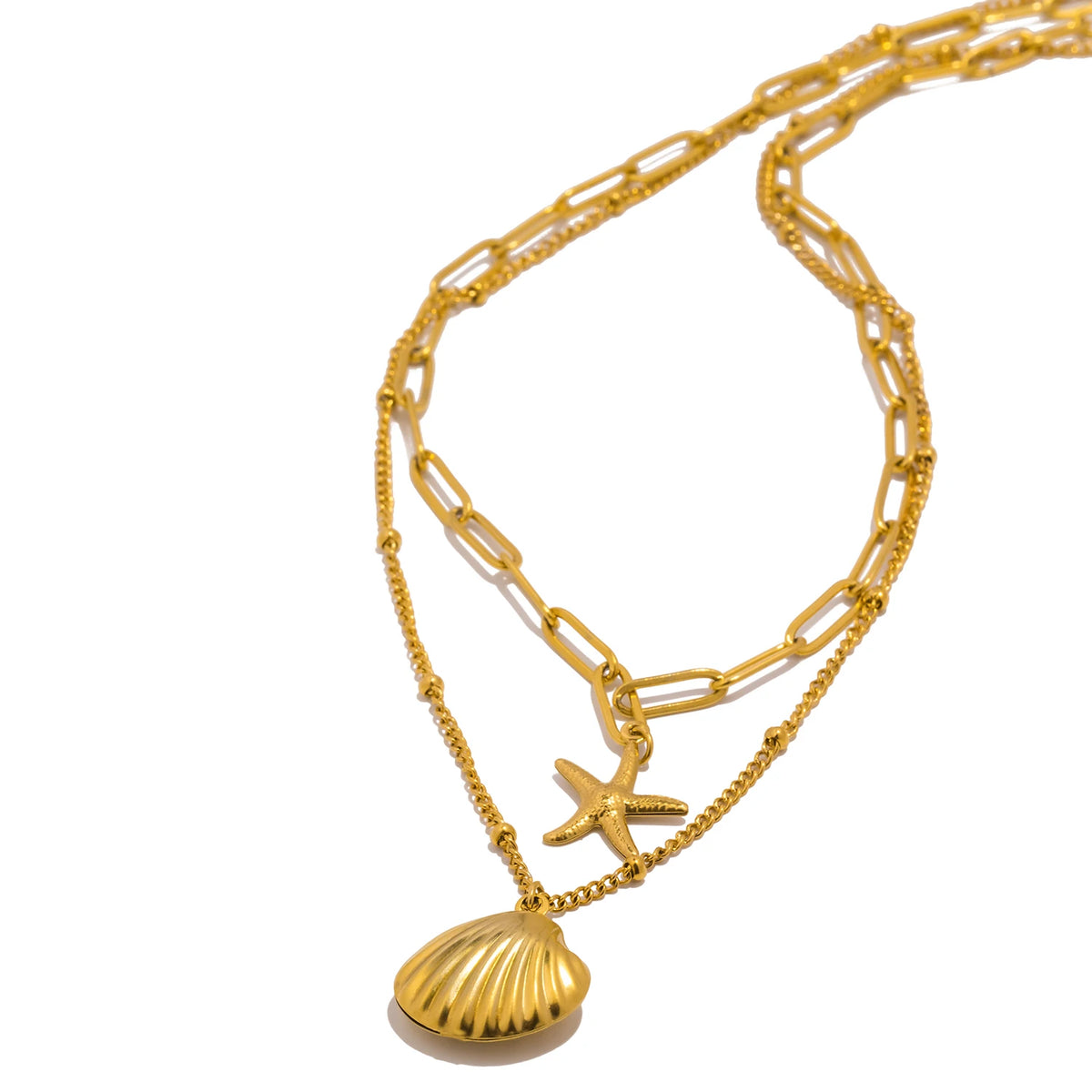 Double Layer Seashell Necklace | Summer Beach Jewelry for Women alternate view