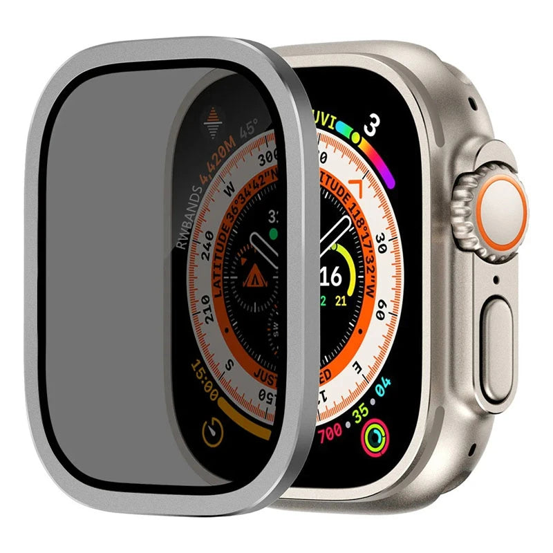 Aluminium Alloy Case+Tempered Glass for Apple Watch Ultra 2 49mm Anti-Scratch Screen Protector for iWatch Ultra 49mm Cover Film