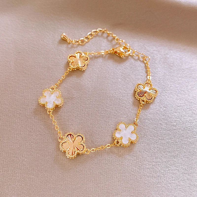 Blue Dripping Oil Butterfly Bracelet for Women Fritillary Flower Leaf