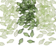 100pcs Acrylic Mini Small Tree Leaf Hand Beaded DIY Handmade Necklace Earrings Loose Bead Separated Bead Jewelry Accessory Mater