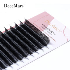 DeceMars V-Shaped 3D Eyelash Extensions | Matte Black 12 Rows Tray detail view