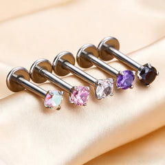 ASTM F136 Titanium 16G CZ Labret Lip Studs Helix Tragus Cartilage Flat Back Earrings Nose Piercing F