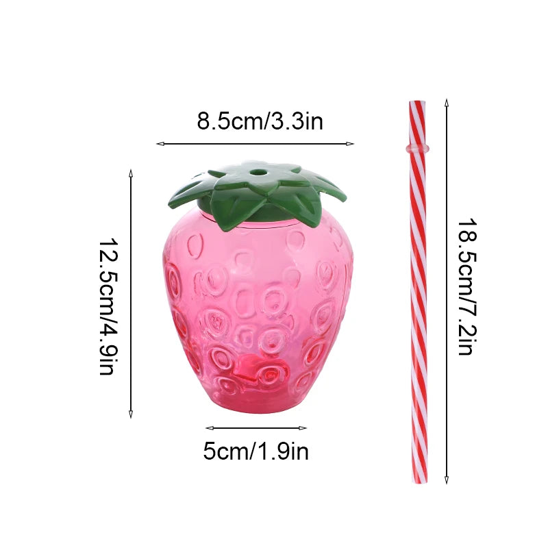 Strawberries, Pineapple Shaped Straw Beverage Plastic Transparent Juice Cups,photogra alternate view