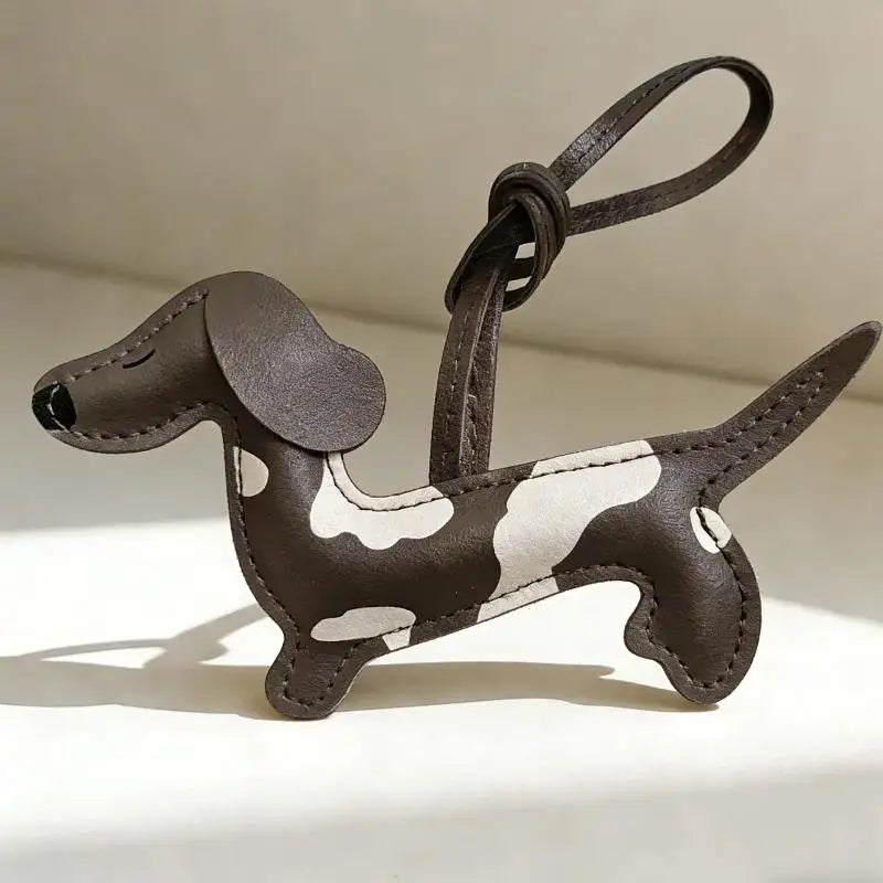 NEW Dachshund Dog Keychain Cute Pendant Puppy PU Leather Key Ring Accessory Animal Ba lifestyle view