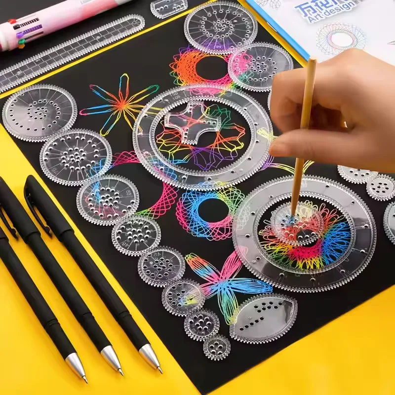 Creative Gears Geometry Spirograph Drawing Stencils Set Painting Template Art Crafts K close-up view