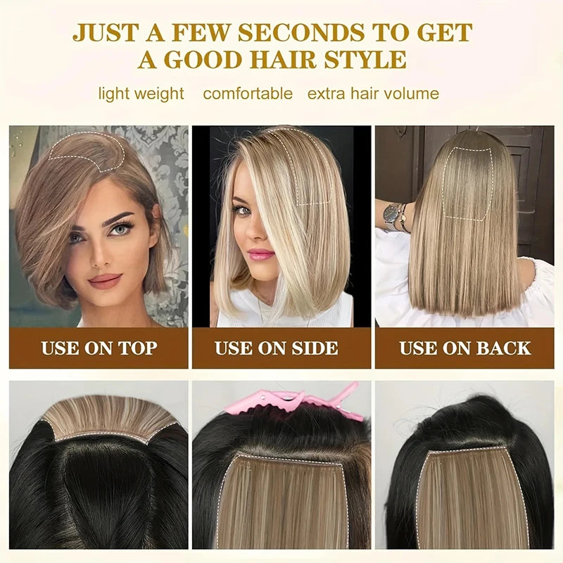 2pcs Clip In Hairpiece | Seamless Synthetic Hair Pad for Women additional angle