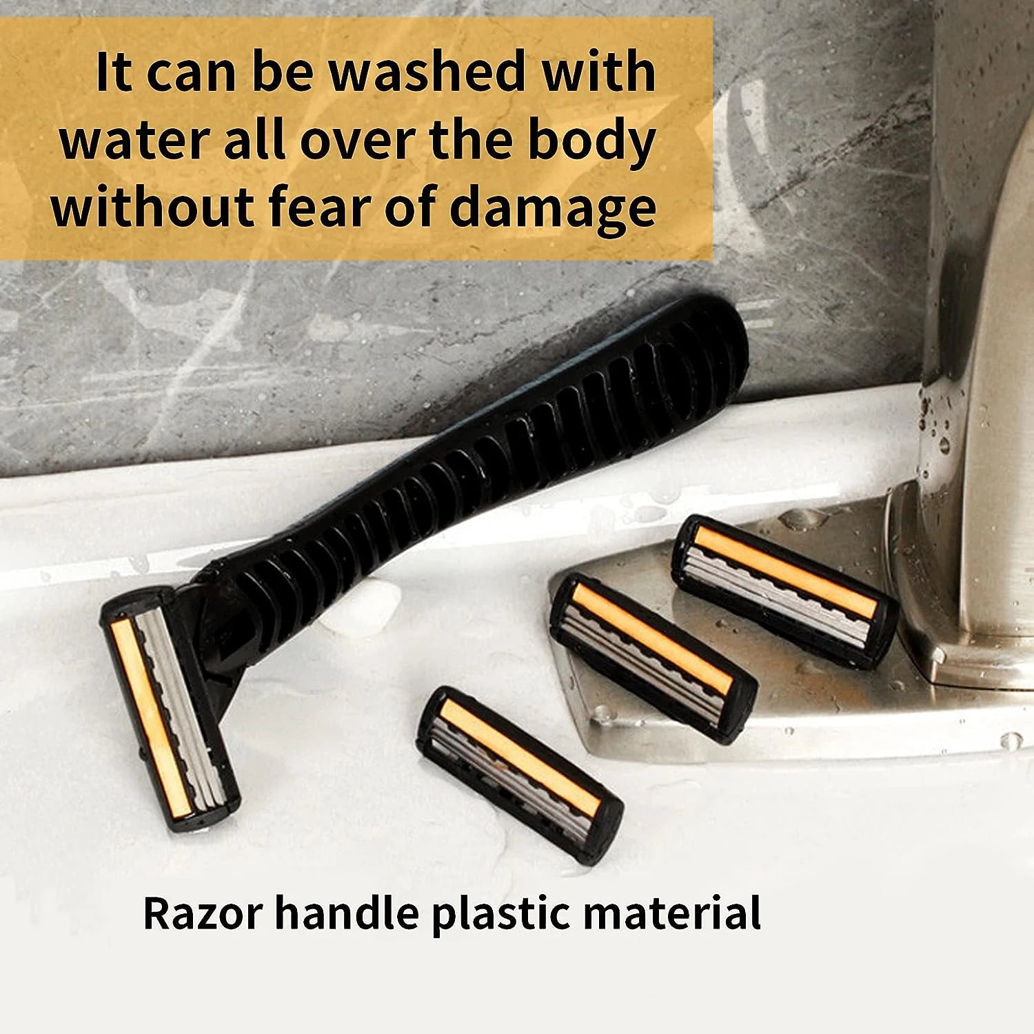 Men's Manual Shaver with 3-Layer Stainless Steel Razor Blades, Compact Shaver with Scratch Resistance, Precision Shaving