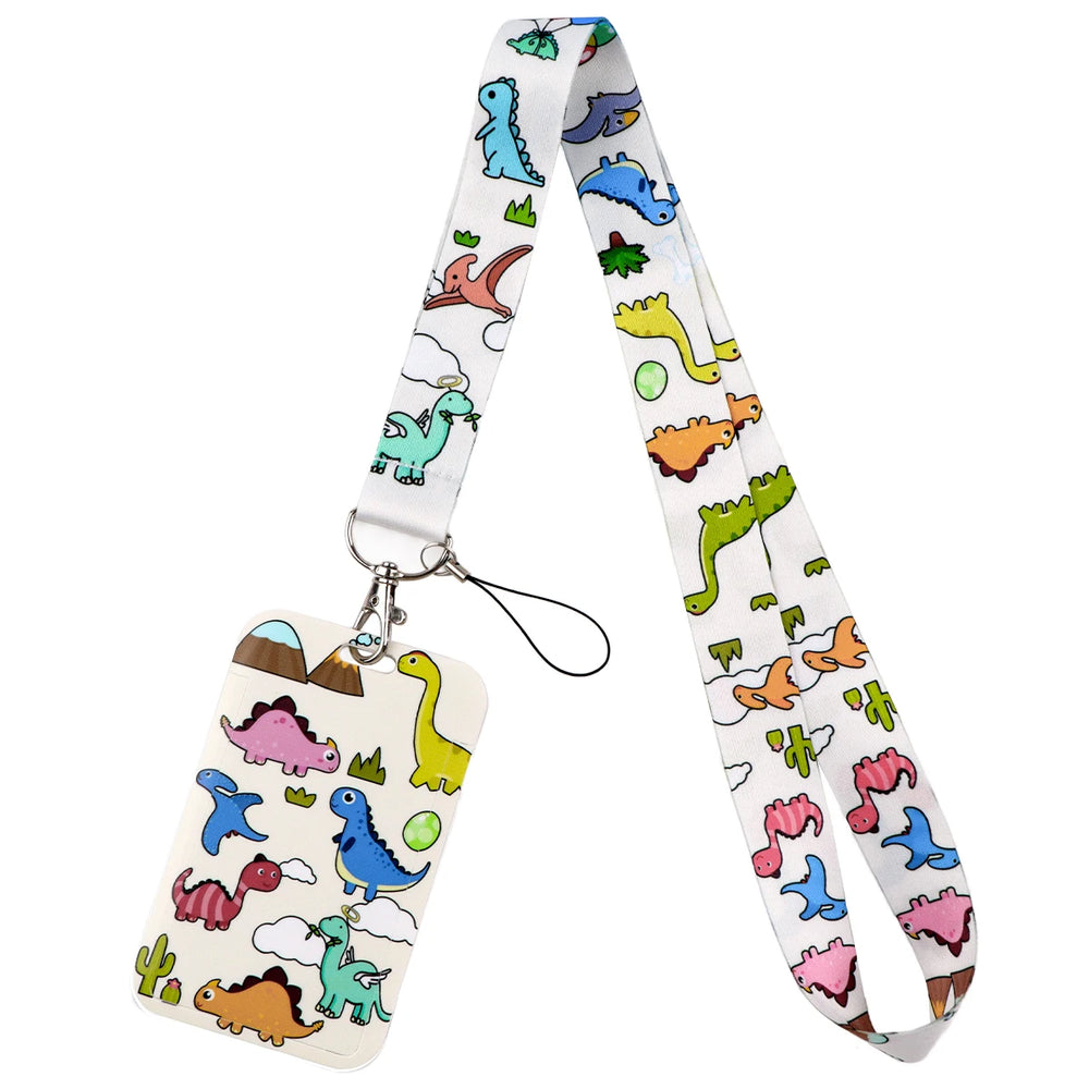 Cartoon Dinosaur Lanyards for Keys Phone Straps ID Card USB Badge Holder Keychain Key close-up view