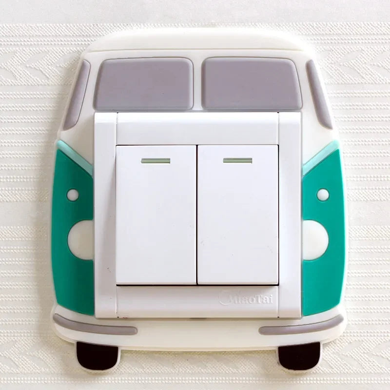 Luminous Silicone Switch Cover | Kawaii Cartoon Animal 3D Sticker for Kids Room detail view