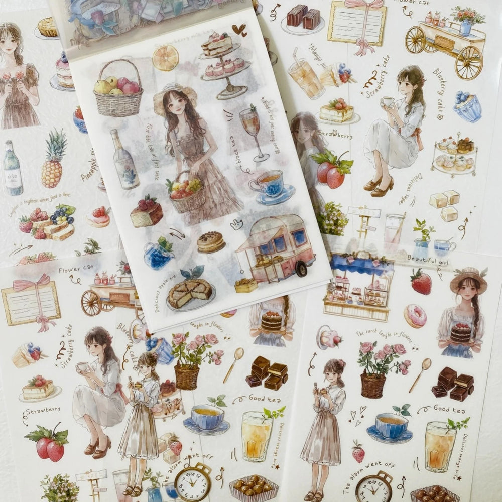 Vintage Character Sticker Set | 20 Sheets Scrapbooking Washi Paper Stickers lifestyle view