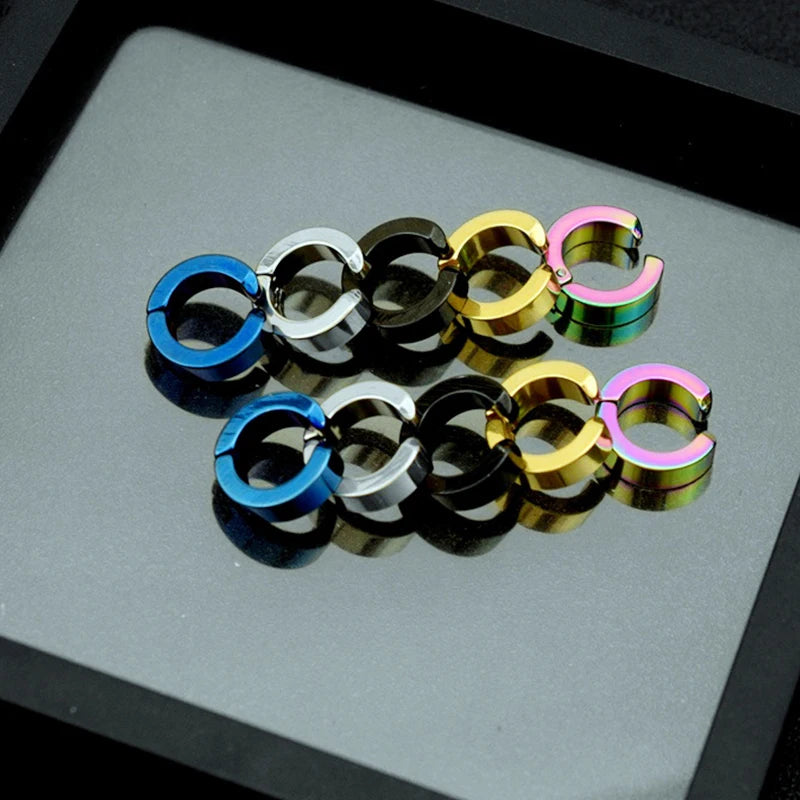 Non-Piercing Hoop Earrings Ear Clip Fake Ear Hoops for Men and Women, Stainless Ste additional angle
