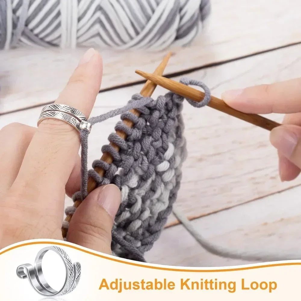 Adjustable Crochet Tension Cute Cat Ring, Beginner Knitting Crochet Hook Ring, Yarn Gu close-up view