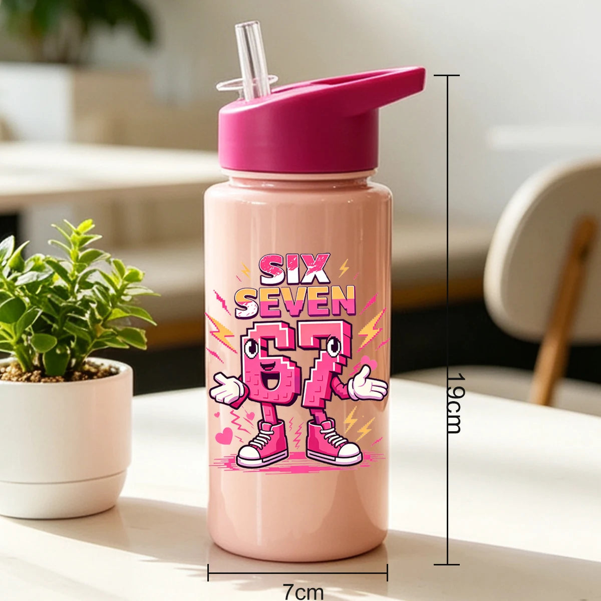 1 Piece 500ml (17 fl oz) 67 Printed Straw Cup, Summer Water Bottle, BPA Free, Portabl alternate view
