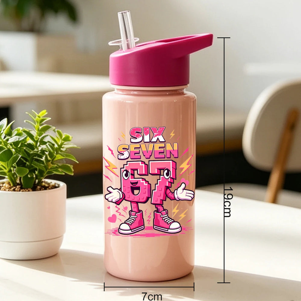 1 Piece 500ml (17 fl oz) 67 Printed Straw Cup, Summer Water Bottle, BPA Free, Portabl alternate view